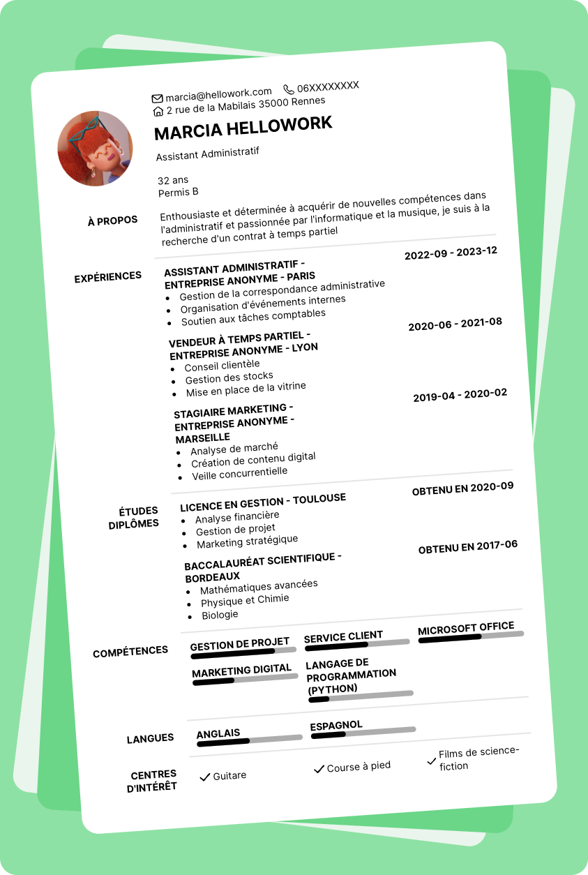 Modèle CV Temps Partiel Exemple CV Temps Partiel