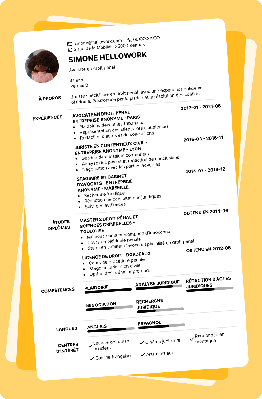 Exemple CV Tribunal