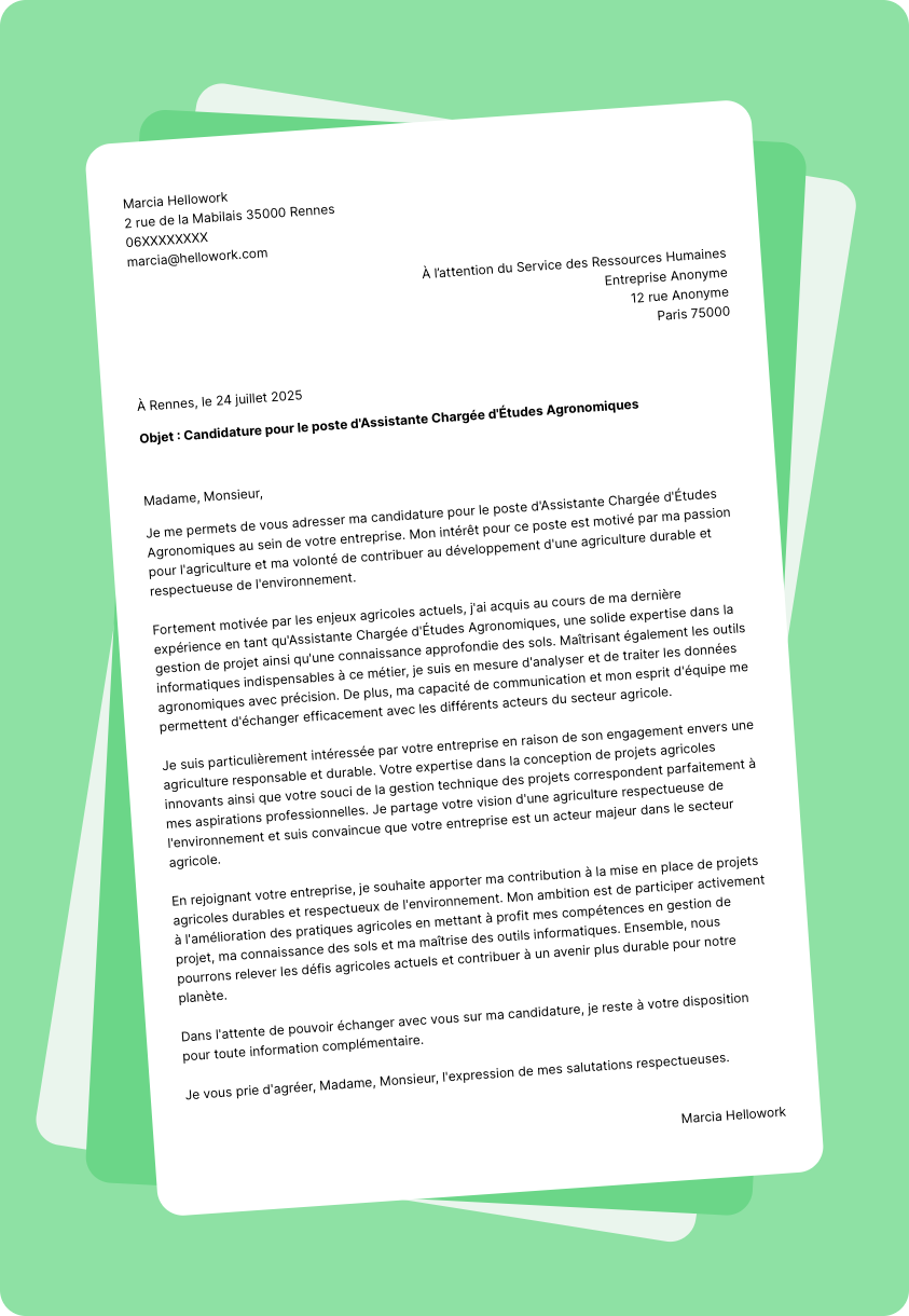 Exemple lettre de motivation Agricole