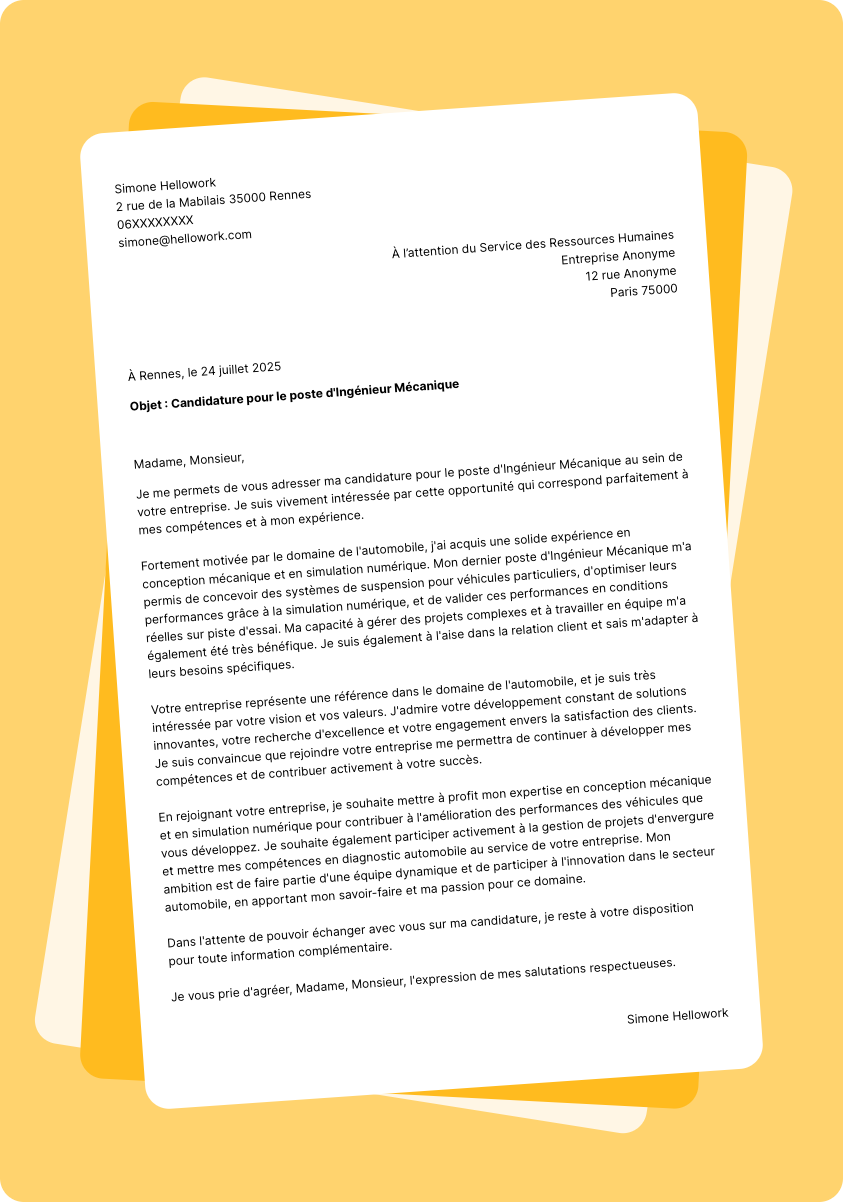 Exemple lettre de motivation Automobile