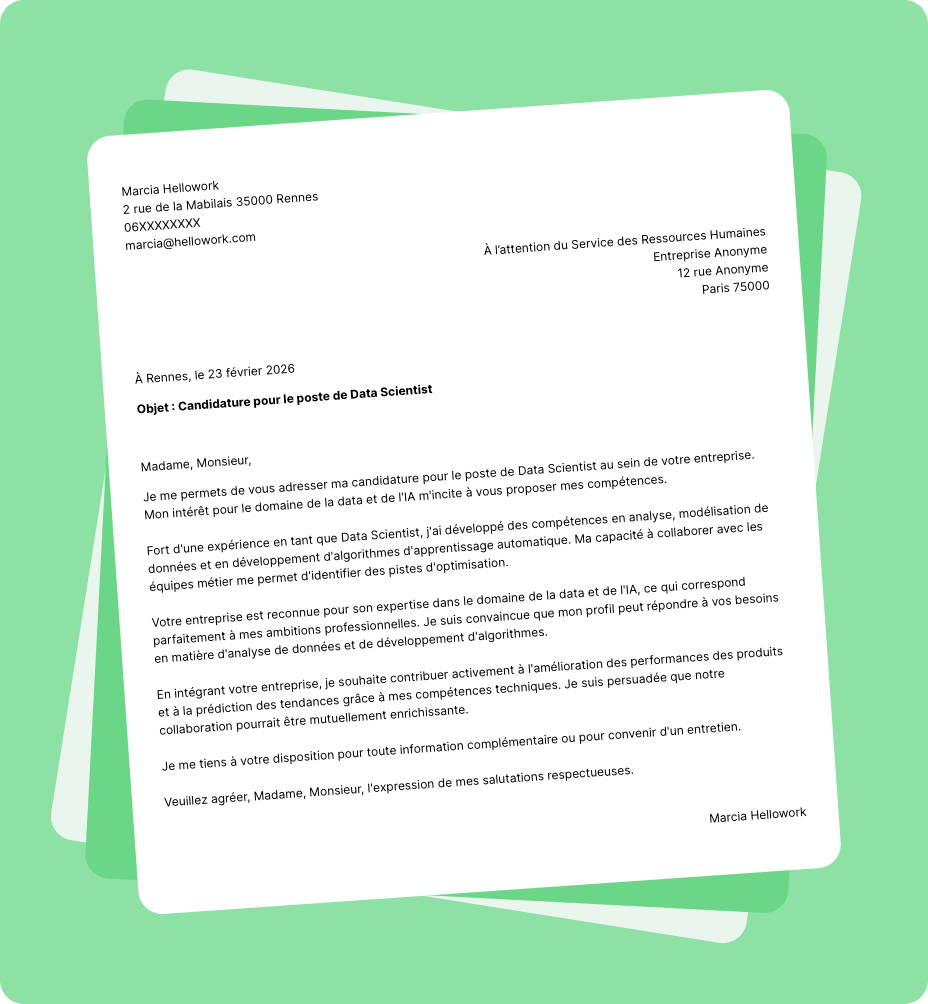 Exemple lettre de motivation Data et IA