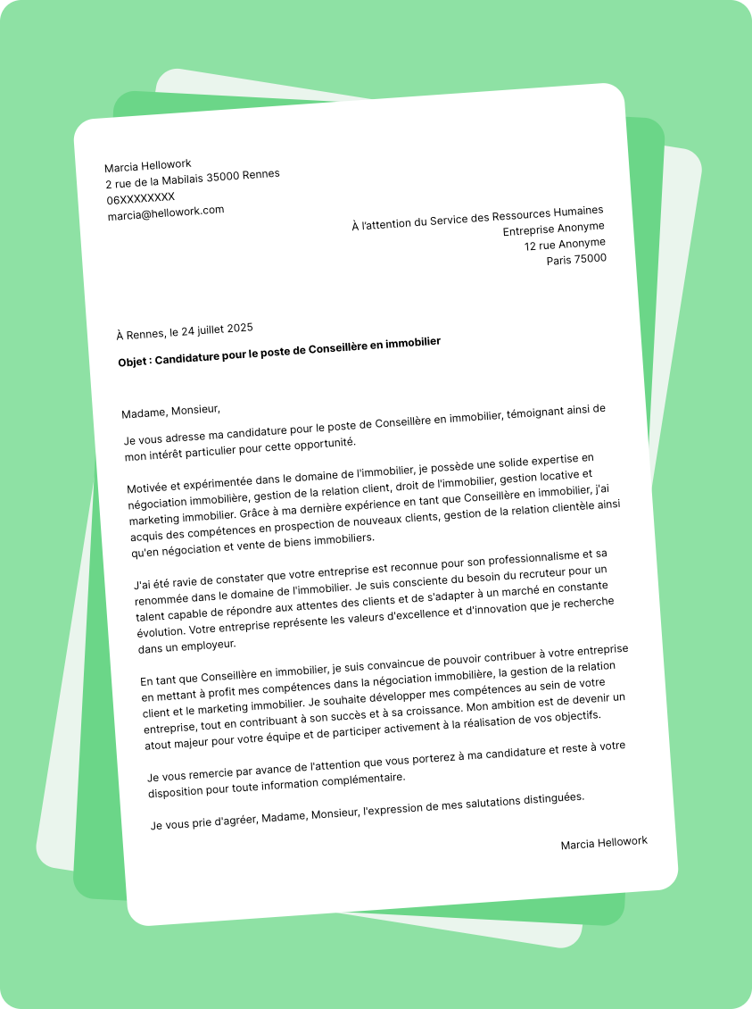 Modèle lettre de motivation Immobilier Exemple lettre de motivation Immobilier