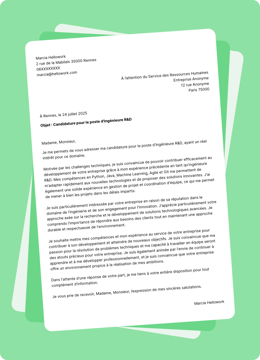 Modèle lettre de motivation Ingénierie Exemple lettre de motivation Ingénierie
