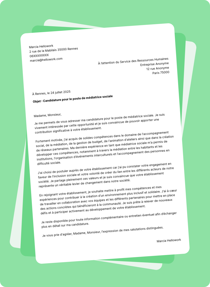 Exemple lettre de motivation Social