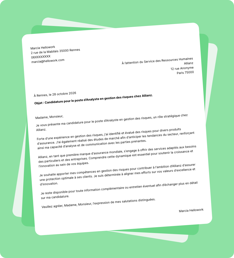 Exemple lettre de motivation Allianz