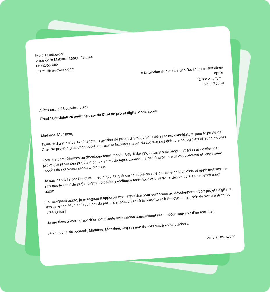 Exemple lettre de motivation apple