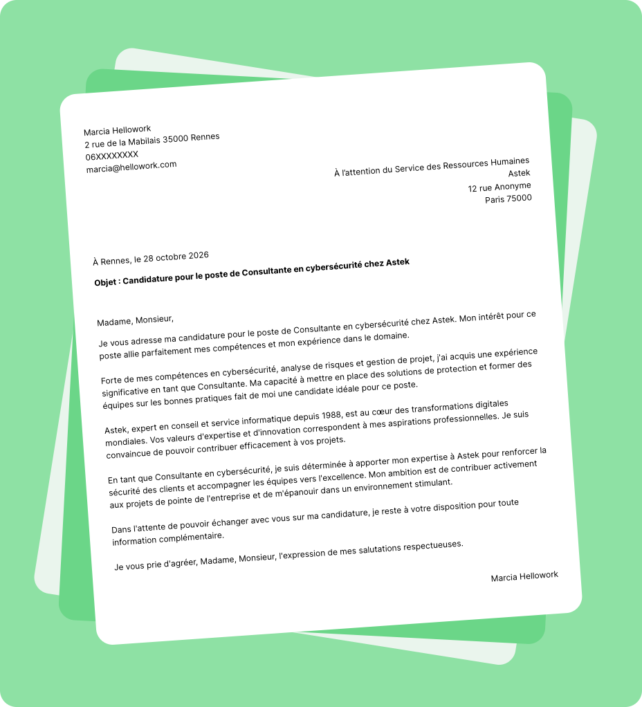 Exemple lettre de motivation Astek