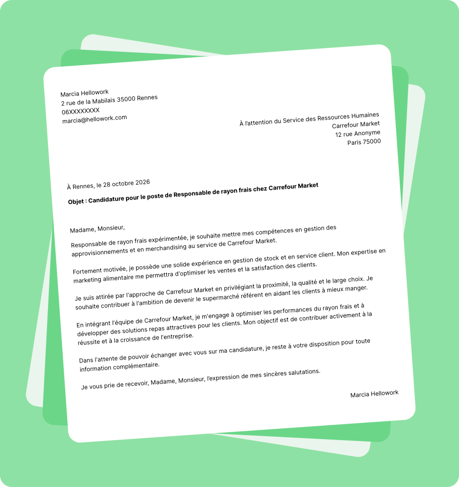 Exemple lettre de motivation Carrefour Market