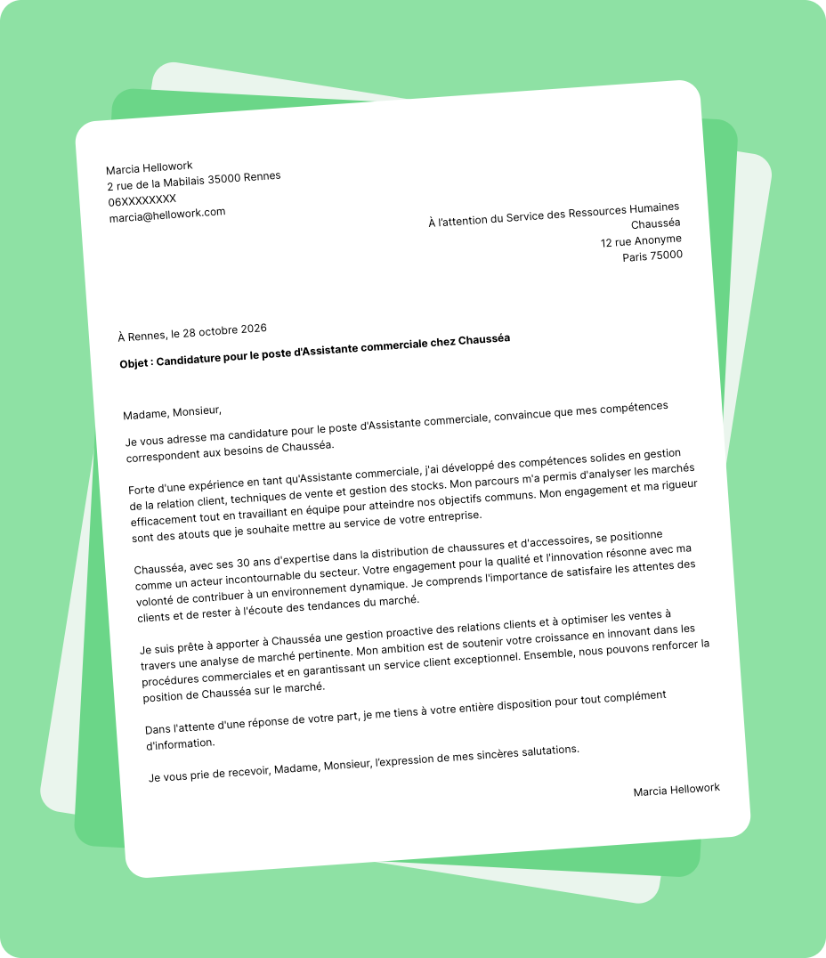 Exemple lettre de motivation Chausséa