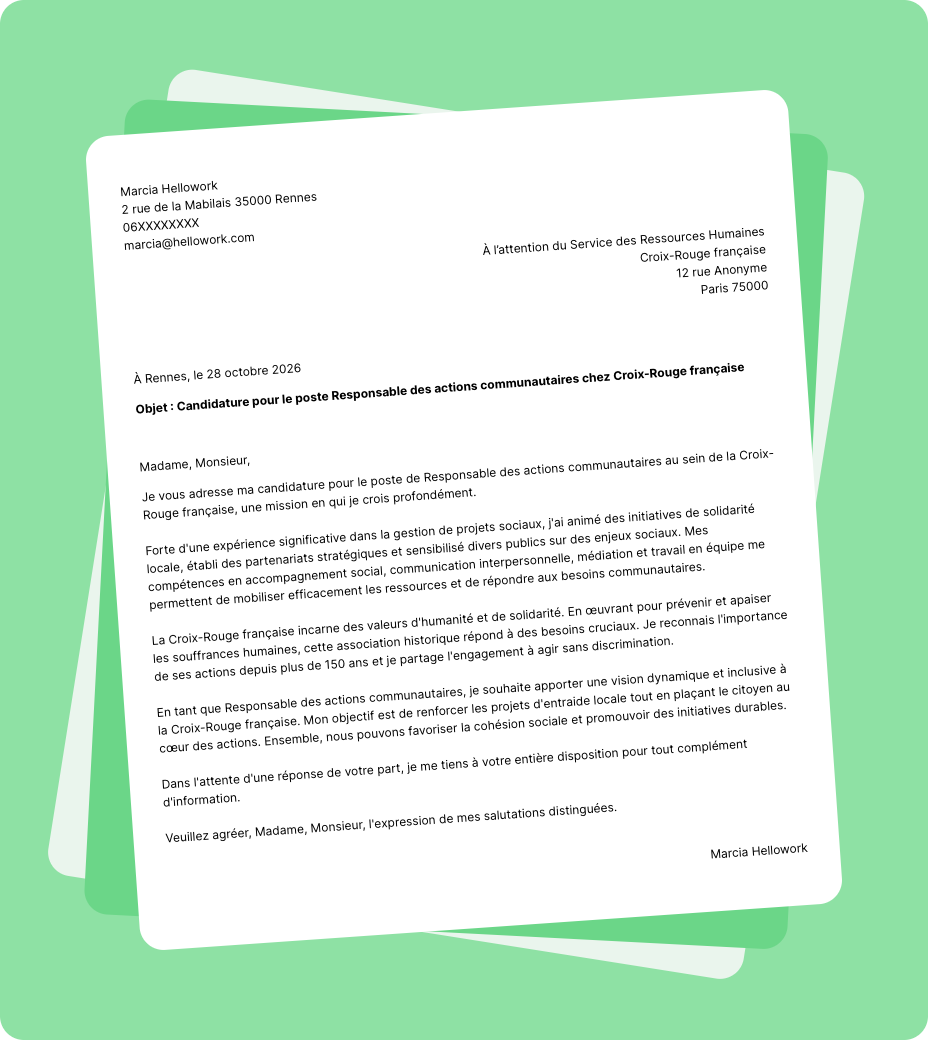 Exemple lettre de motivation Croix-Rouge française