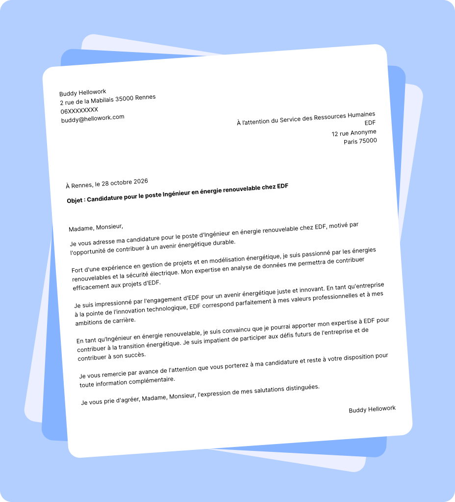 Exemple lettre de motivation EDF