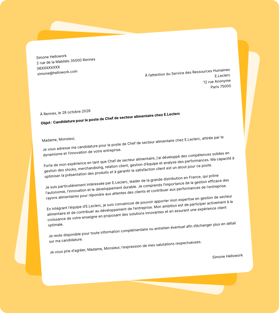 Exemple lettre de motivation E.Leclerc