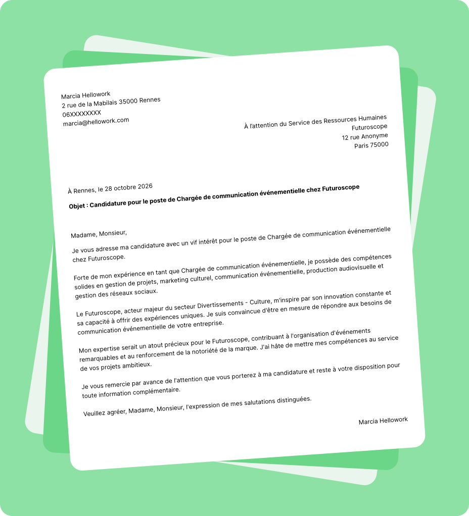 Exemple lettre de motivation Futuroscope