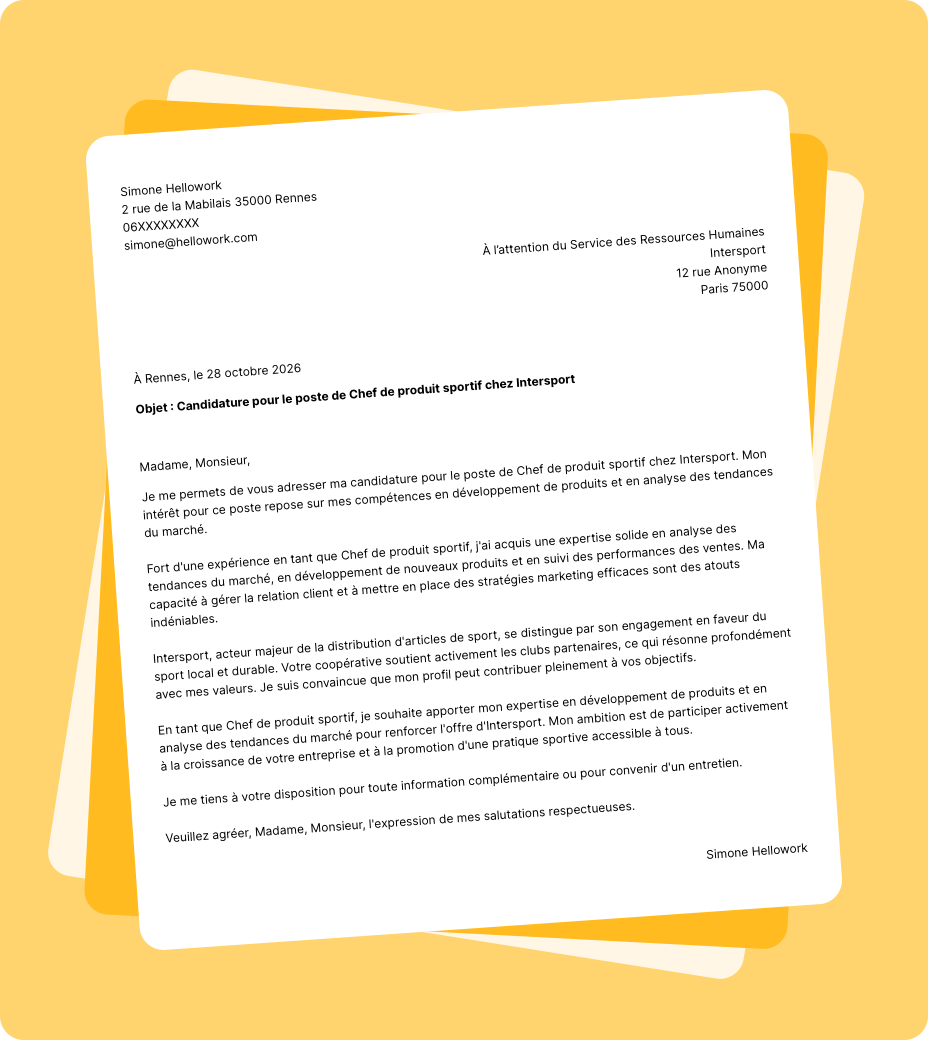 Exemple lettre de motivation Intersport
