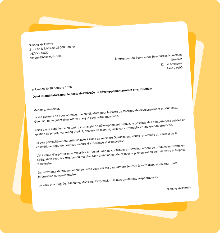 Exemple lettre de motivation Guerlain