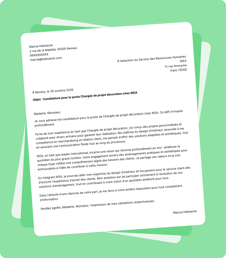 Exemple lettre de motivation IKEA