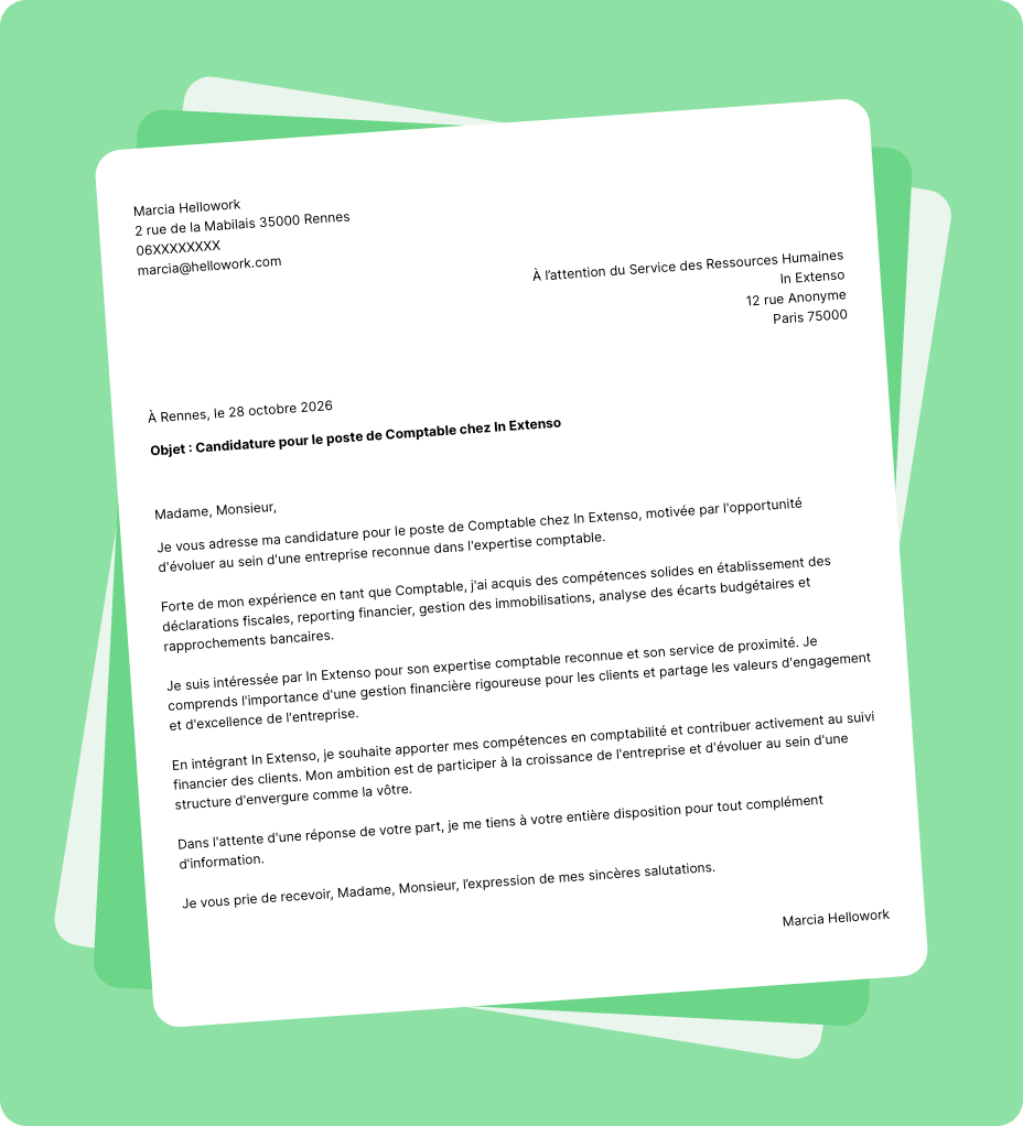 Exemple lettre de motivation In Extenso