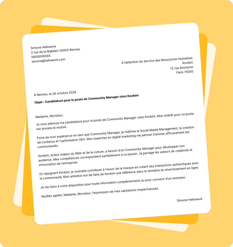 Exemple lettre de motivation Konbini