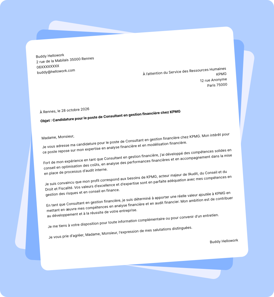 Exemple lettre de motivation KPMG