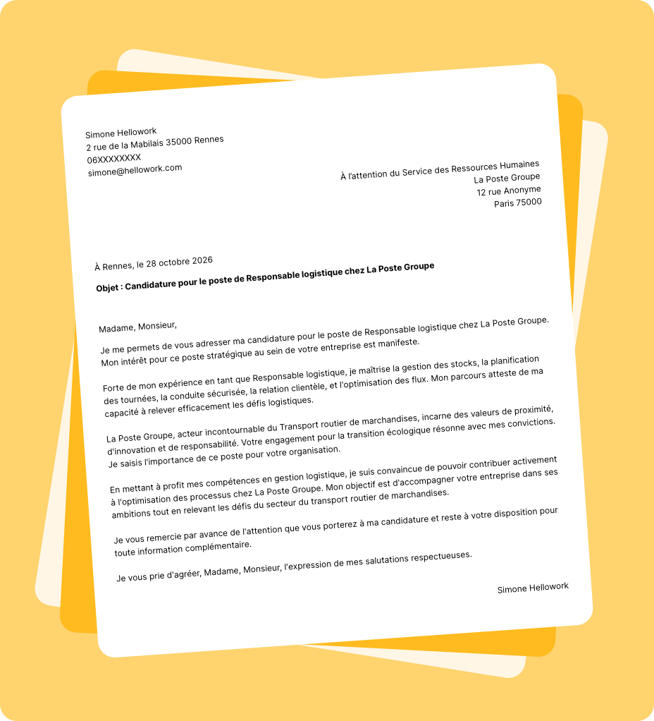 Exemple lettre de motivation La Poste Groupe