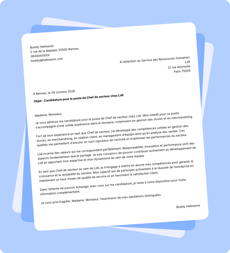 Exemple lettre de motivation Lidl