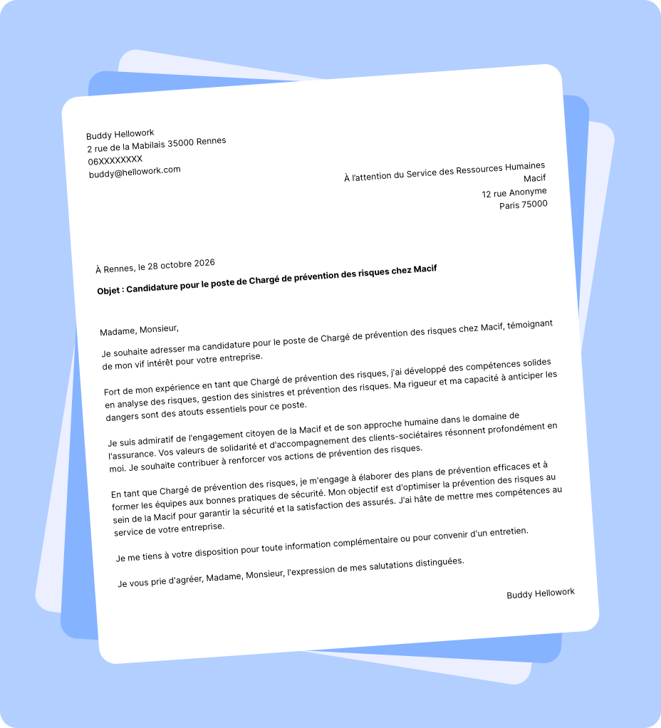 Exemple lettre de motivation Macif