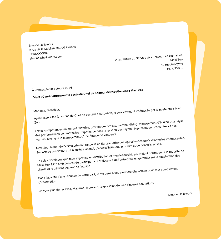 Exemple lettre de motivation Maxi Zoo
