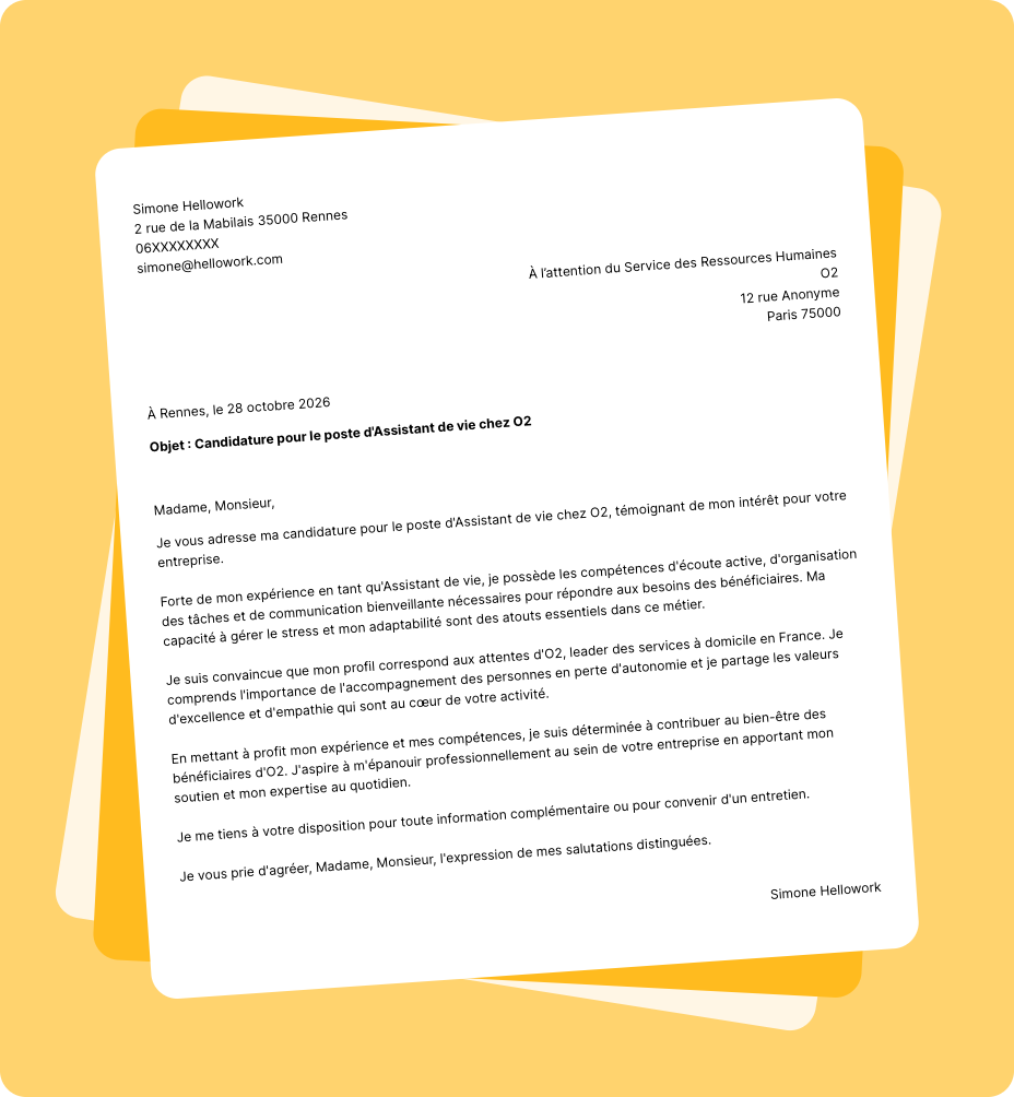 Exemple lettre de motivation O2