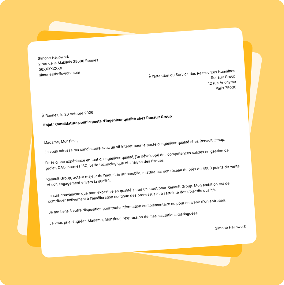 Exemple lettre de motivation Renault Group