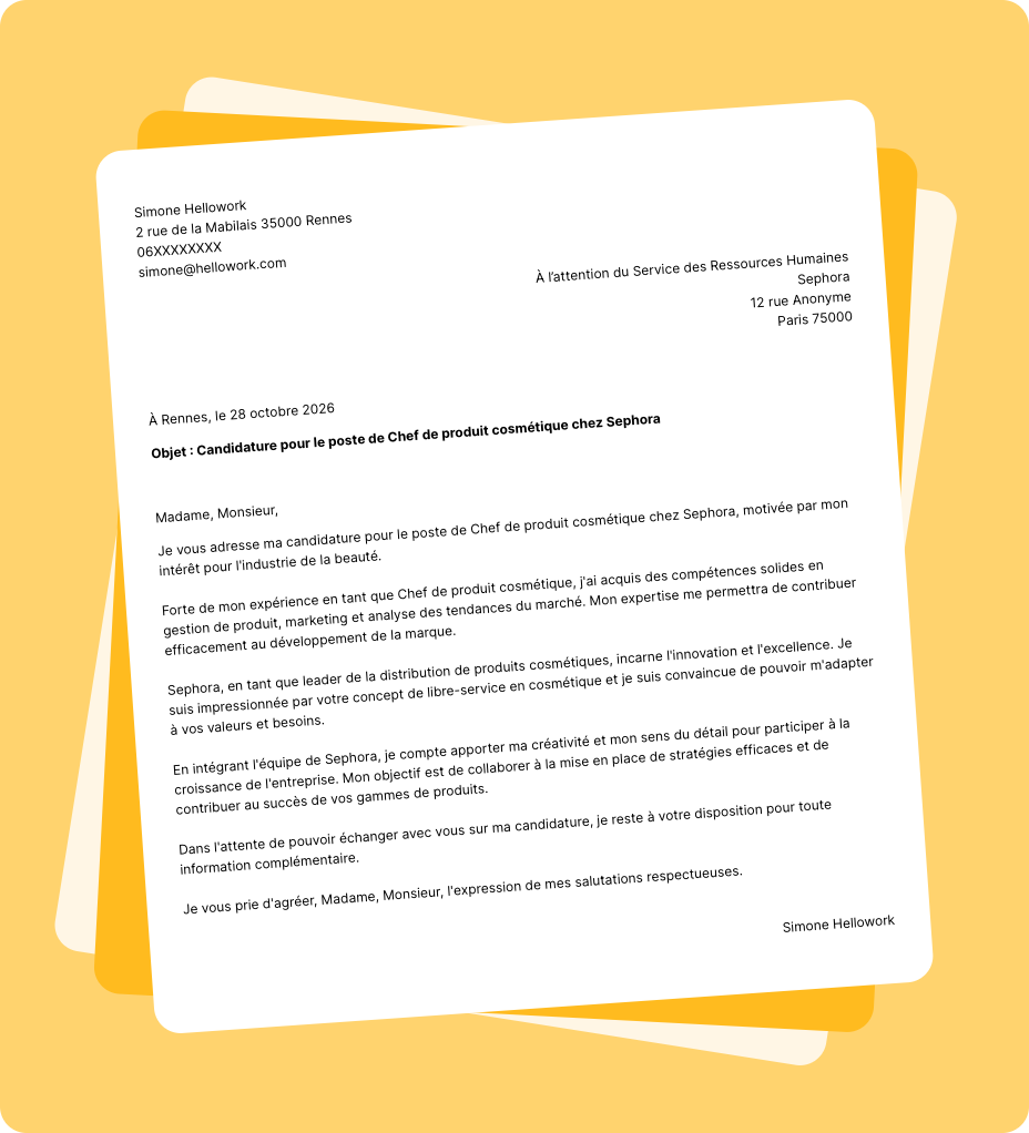 Exemple lettre de motivation Sephora