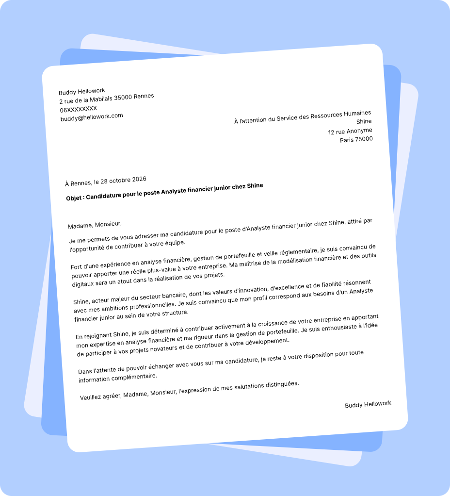 Exemple lettre de motivation Shine