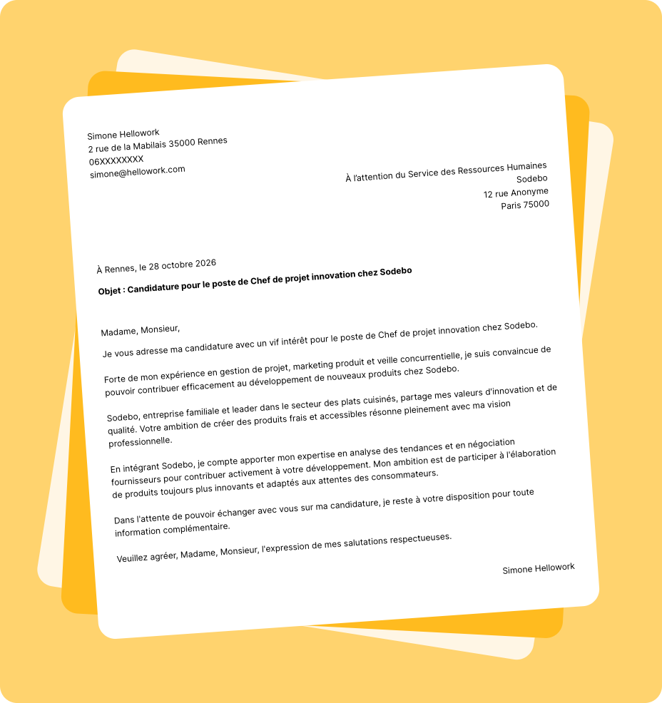 Exemple lettre de motivation Sodebo