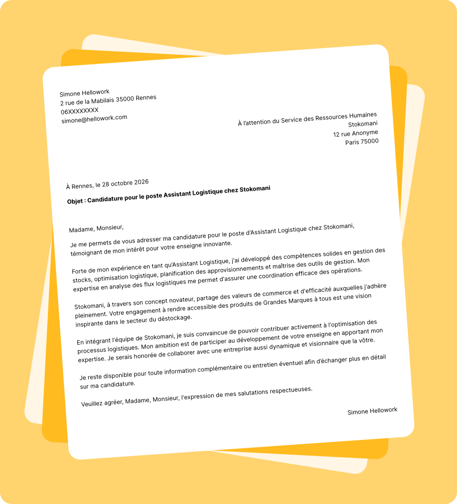 Exemple lettre de motivation Stokomani