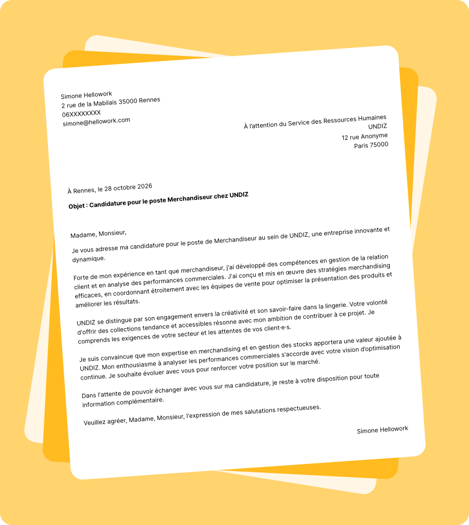Exemple lettre de motivation UNDIZ