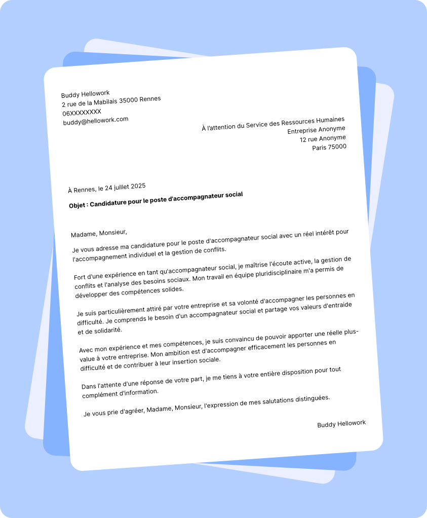 Exemple lettre de motivation Accompagnateur social