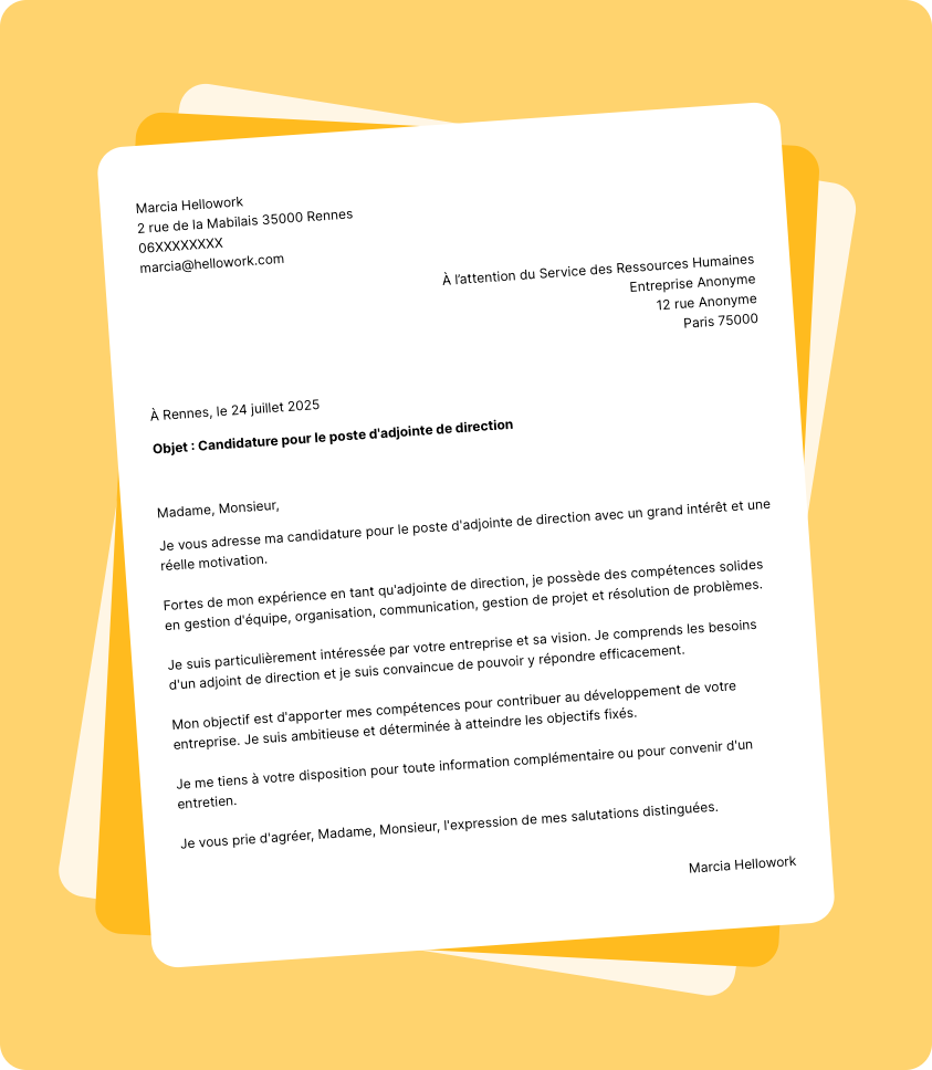 Exemple lettre de motivation Adjoint de direction