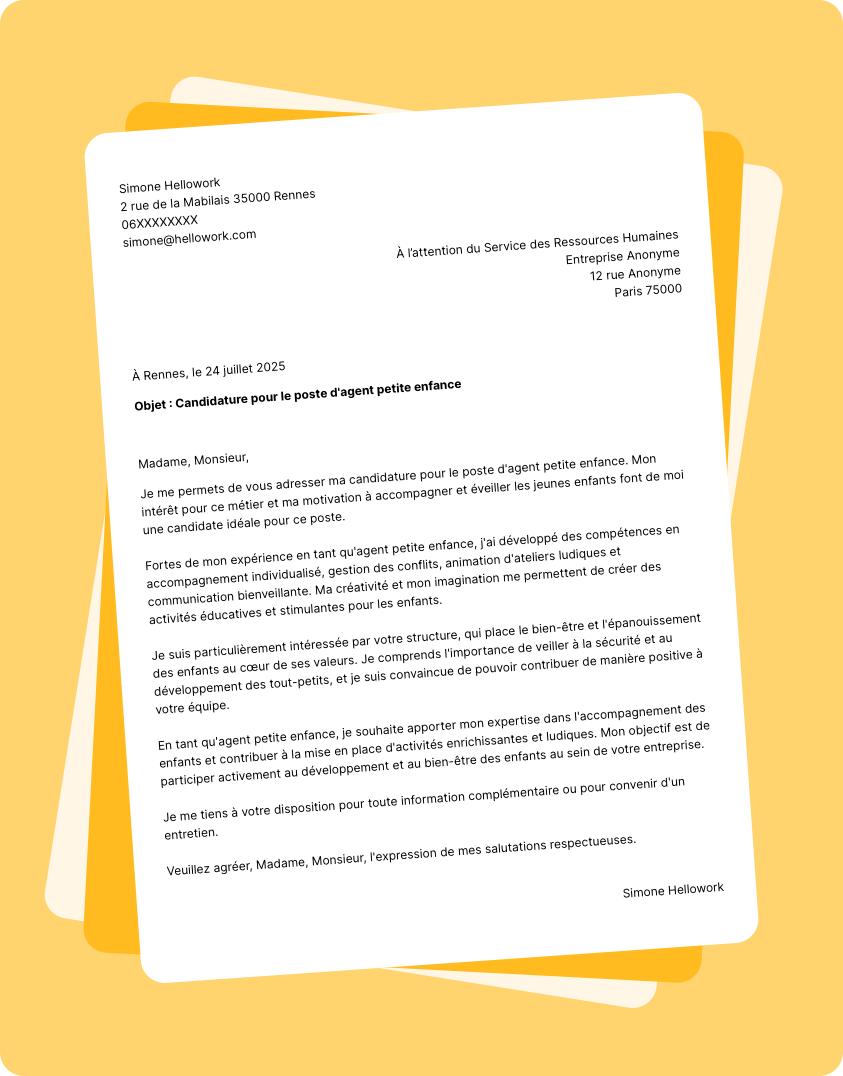 Modèle lettre de motivation Agent petite enfance Exemple lettre de motivation Agent petite enfance