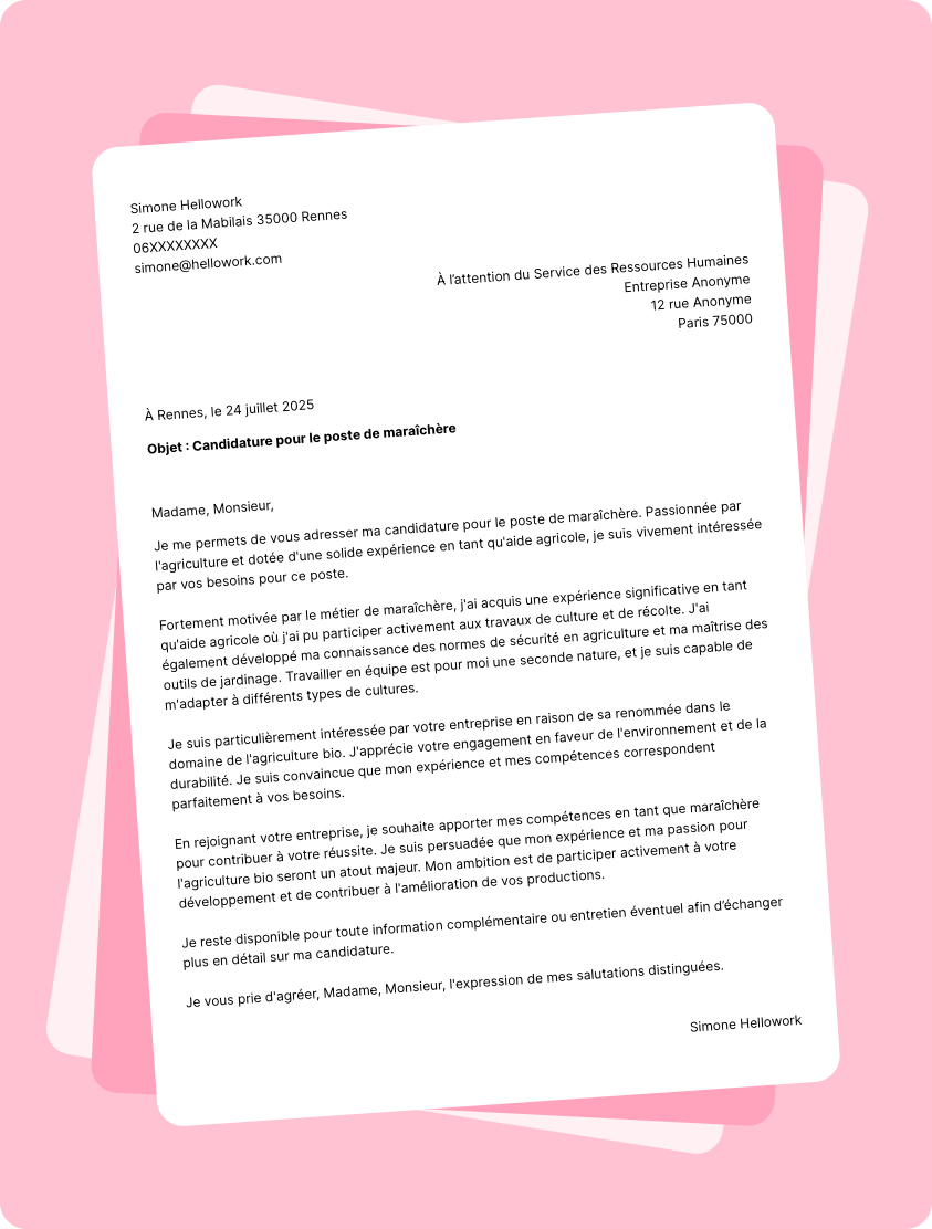 Modèle lettre de motivation Aide agricole Exemple lettre de motivation Aide agricole