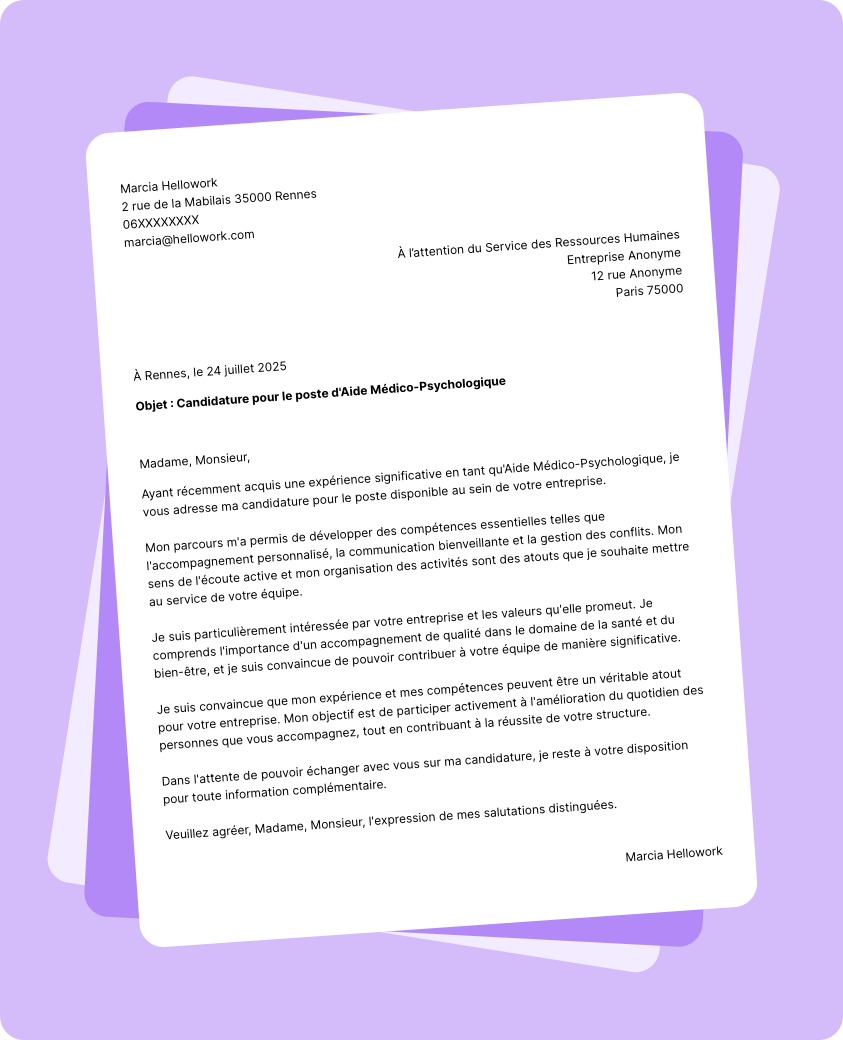 Exemple lettre de motivation AMP