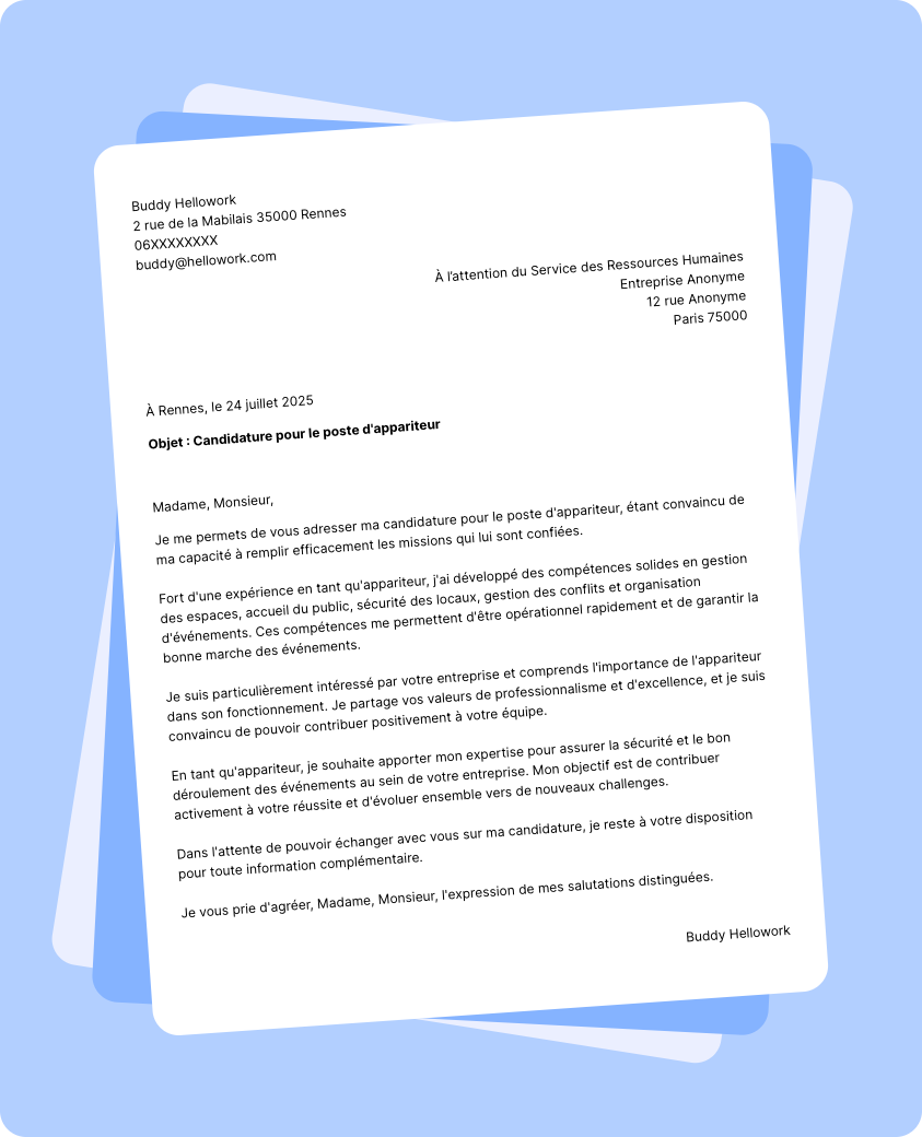 Exemple lettre de motivation Appariteur