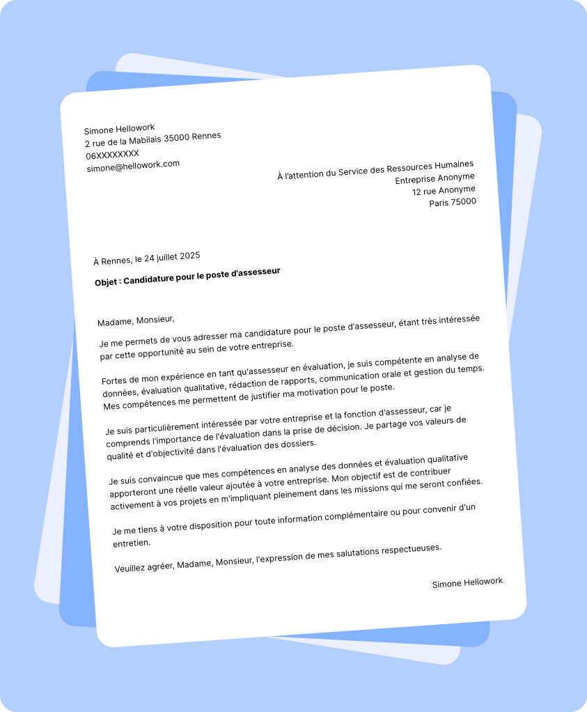 Exemple lettre de motivation Assesseur