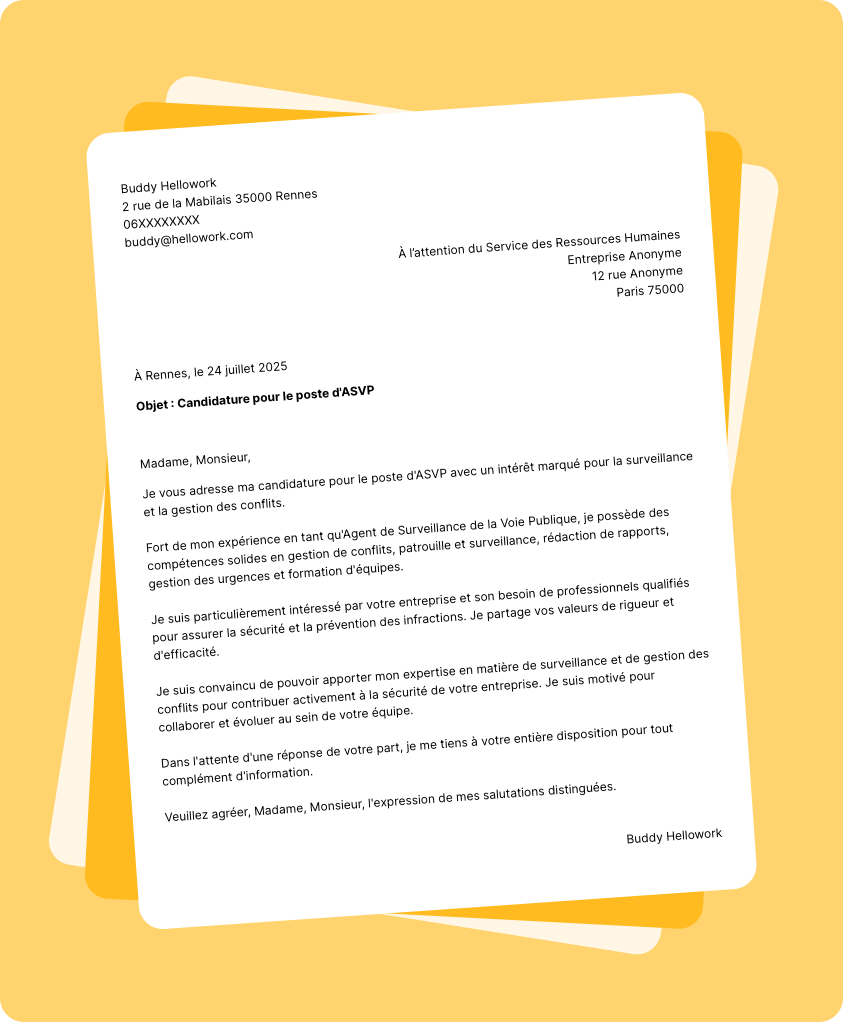 Exemple lettre de motivation ASVP