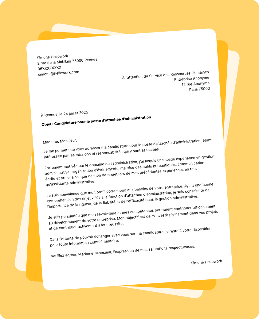 Modèle lettre de motivation Attaché d'administration Exemple lettre de motivation Attaché d'administration