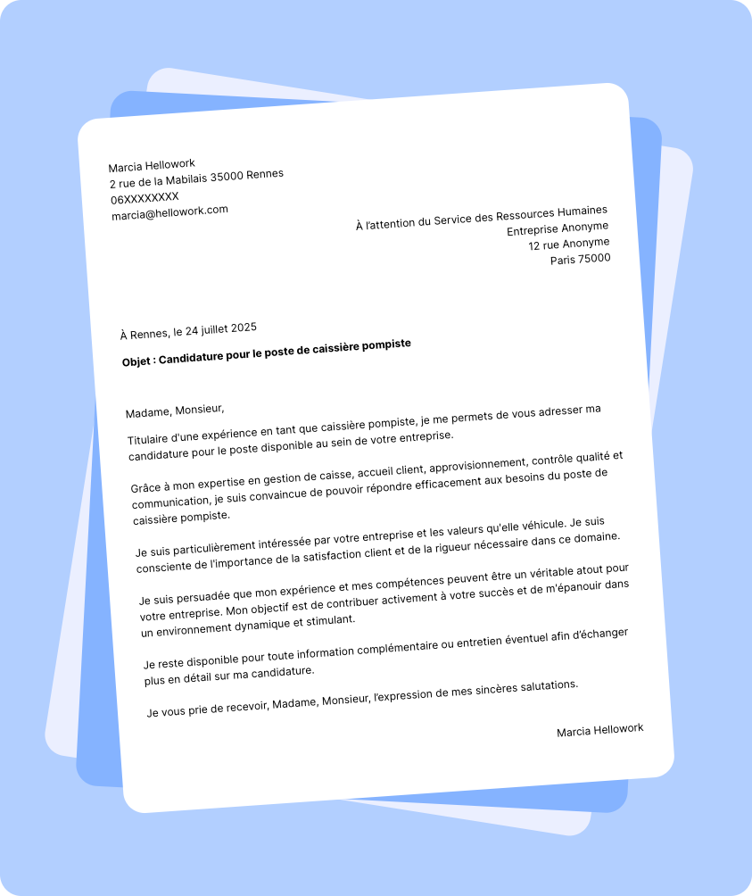 Modèle lettre de motivation Caissier pompiste Exemple lettre de motivation Caissier pompiste