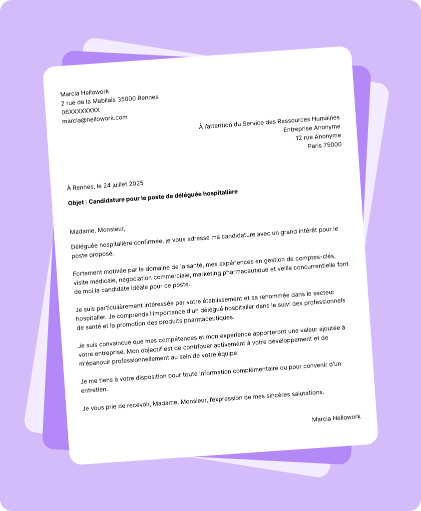 Exemple lettre de motivation Délégué hospitalier