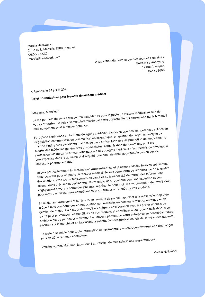 Exemple lettre de motivation Délégué médical