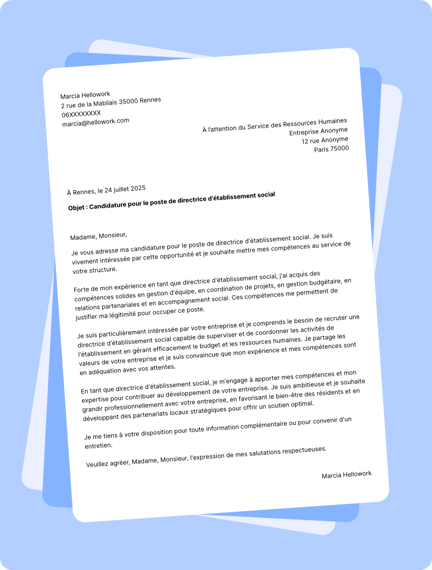 Exemple lettre de motivation Directeur d'établissement social
