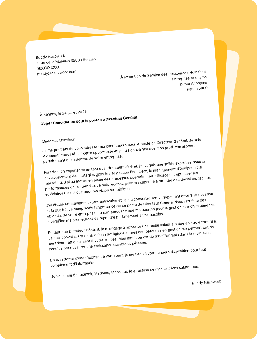 Exemple lettre de motivation Directeur Général