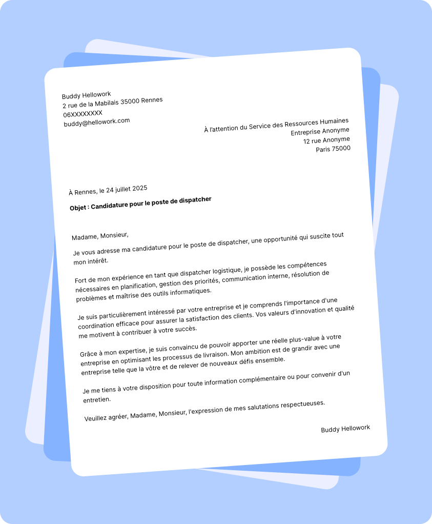 Exemple lettre de motivation Dispatcher