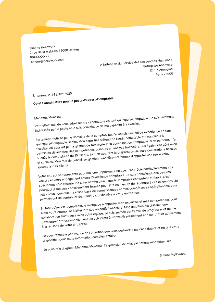 Modèle lettre de motivation Expert comptable Exemple lettre de motivation Expert comptable